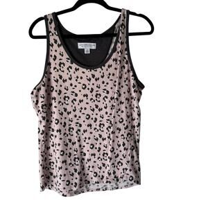 Live Love Lounge Karen Neuburger Size Large Pink Gray Leopard‎ Soft Sleep Tank